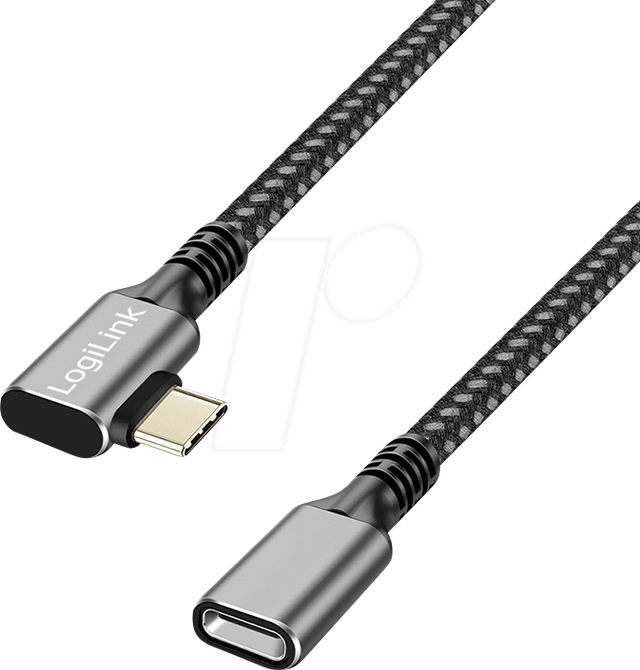 LOGILINK CUA0111 - USB 10 Gb/s Kabel, Stecker 90° Typ C > Buchse, 1 m