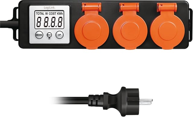 LOGILINK EM0008 - Energiekostenmessgerät, 3-fach, 1,4 m, digital, IP44