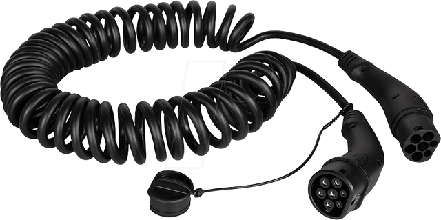 LOGILINK EVC0112 - Typ 2 Kabel, für E-Fahrzeuge, 22 kW, 5 m, Spiral