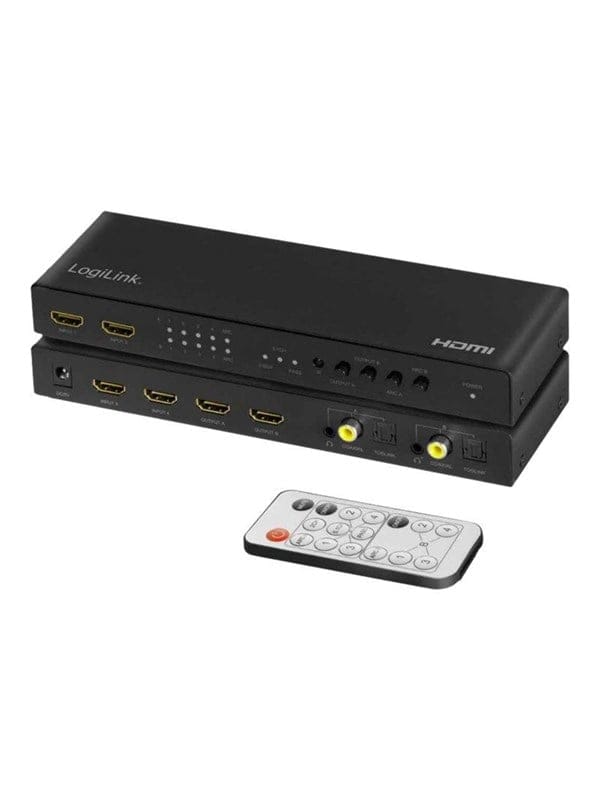 LOGILINK HD0049 - HDMI-Matrix-Switch, 4x2-Port, 4K/60 Hz, Scaler