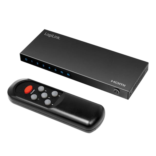 LOGILINK HD0060 - HDMI-Switch, 5x1-Port, 4K/60 Hz, HDCP, HDR, CEC, RC, Metall