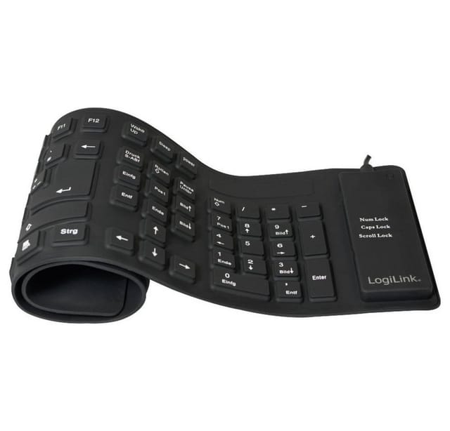LOGILINK ID0019A - Tastatur, USB + PS/2, flexibel, schwarz