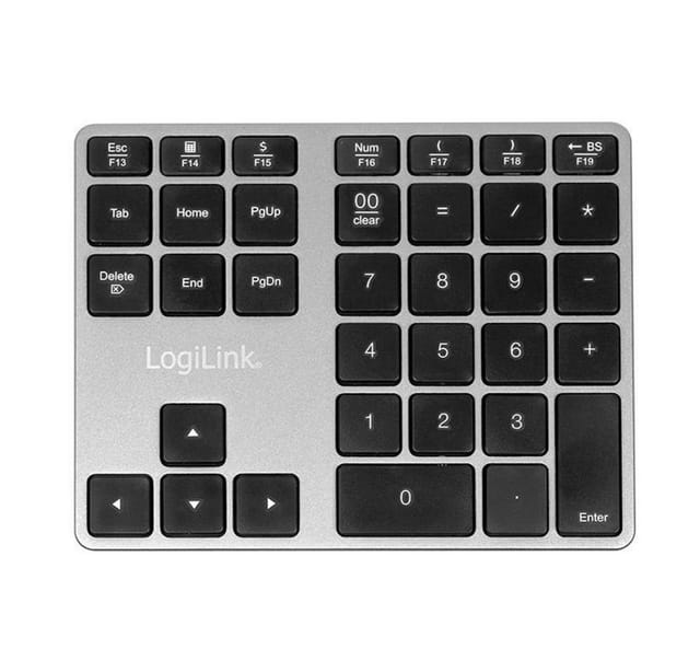 LOGILINK ID0187 - Nummerblock, Bluetooth, Pfeiltasten, Aluminium
