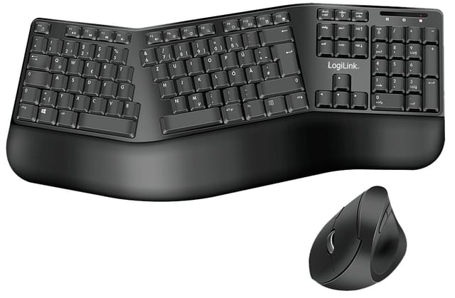 LOGILINK ID0211 - Tastatur-/Maus-Kombination, Funk, ergonomisch, schwarz, DE