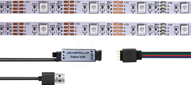 LOGILINK LED007 - LED-Streifen, RGB, 3000 mm, USB-powered