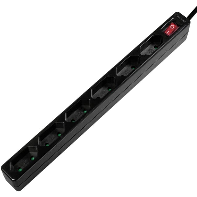 LOGILINK LPS232B - Steckdosenleiste, 6-fach EURO, schmal, 1,5 m, schwarz