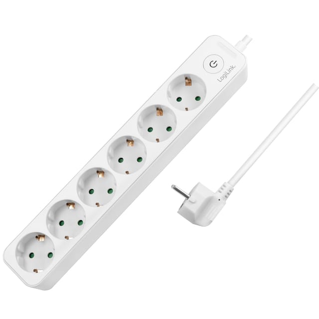 LOGILINK LPS247 - Steckdosenleiste, 6-fach, 1,5 m, mit Schalter, weiß