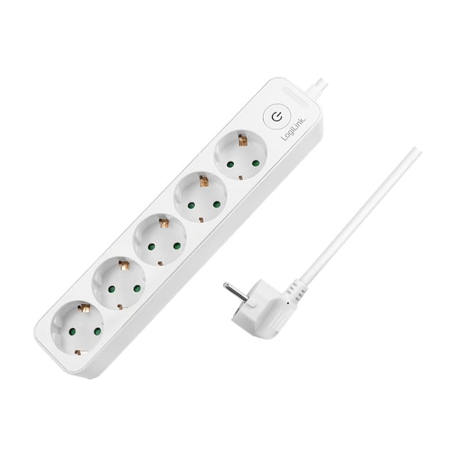LOGILINK LPS246 - Steckdosenleiste,5-fach, 1,5 m, mit Schalter, weiß
