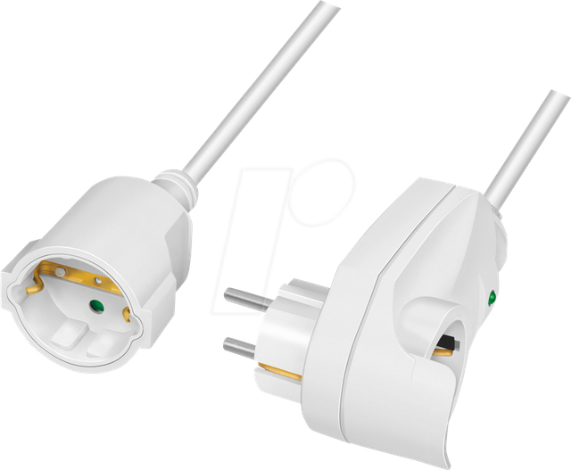 LOGILINK LPS275 - Netzkabelverlängerung, 3 m, Durchgangsstecker, weiß