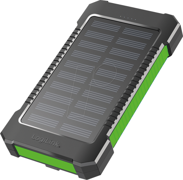 LOGILINK PA0303 - Powerbank, LiPo, 8000 mAh, 2x USB-A, Solar, schwarz/grün