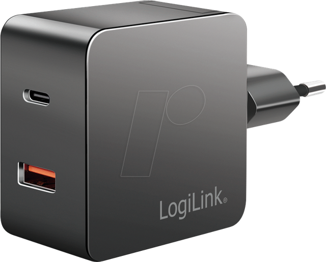 LOGILINK PA0310 - USB-Ladegerät, 45 W, 5 - 20 V, 3 A, GaN, PD3.0, QC 3.0, schwarz