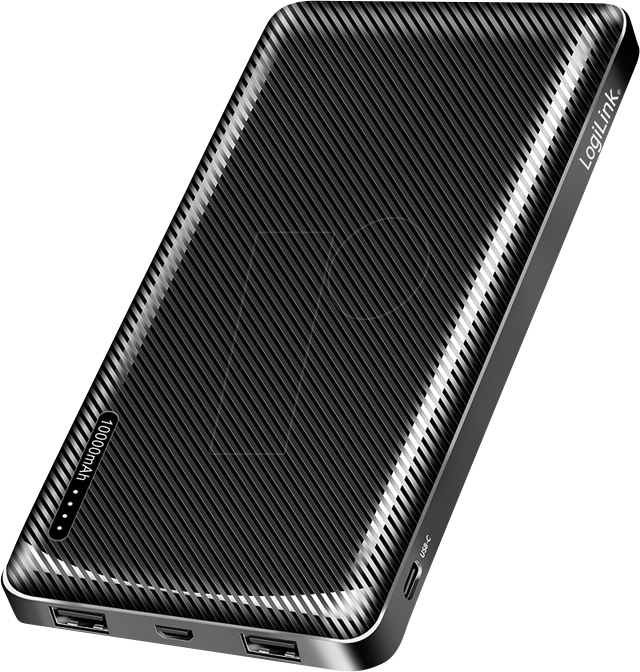 LOGILINK PA0316 - Powerbank, Li-Po, 10000 mAh, 2x USB-A, USB-C, schwarz
