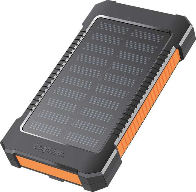 LOGILINK PA0321 - Powerbank, 6000 mAh, 2x USB-A, 1x USB-C, Solar, schwarz-orange