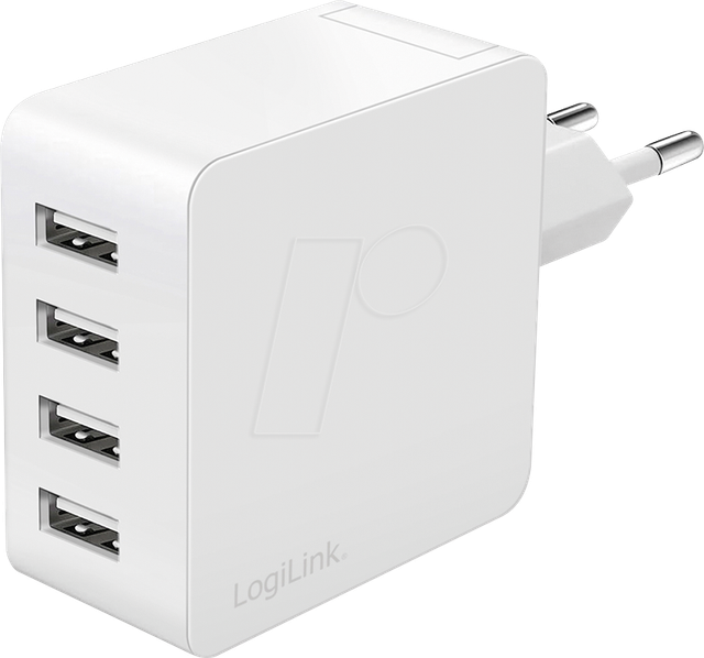 LOGILINK PA0336W - USB-Ladegerät, 24 W, 4x USB-A, Weiß