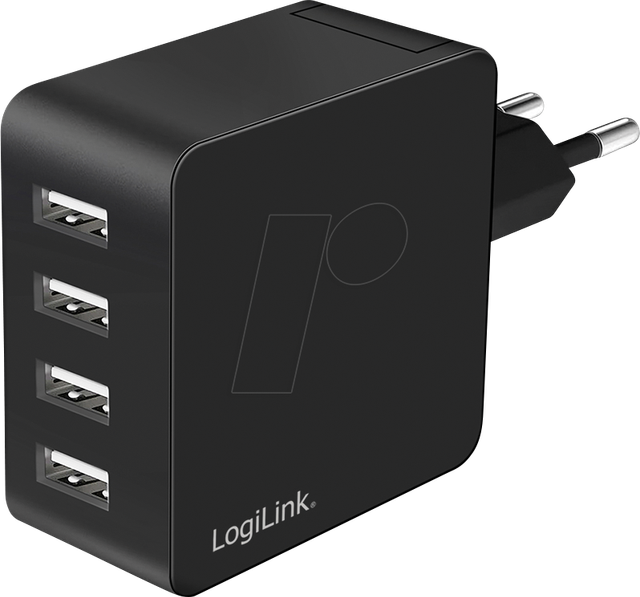 LOGILINK PA0336 - USB-Ladegerät, 24 W, 5 V, 4x USB-A, schwarz
