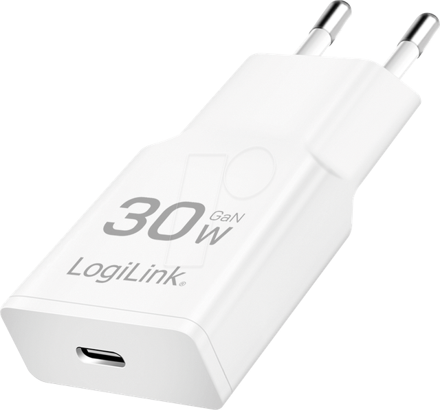 LOGILINK PA0347 - USB-Ladegerät, 30 W, 5-20 V, 1x USB-C (PD), 30 W, GaN, weiß