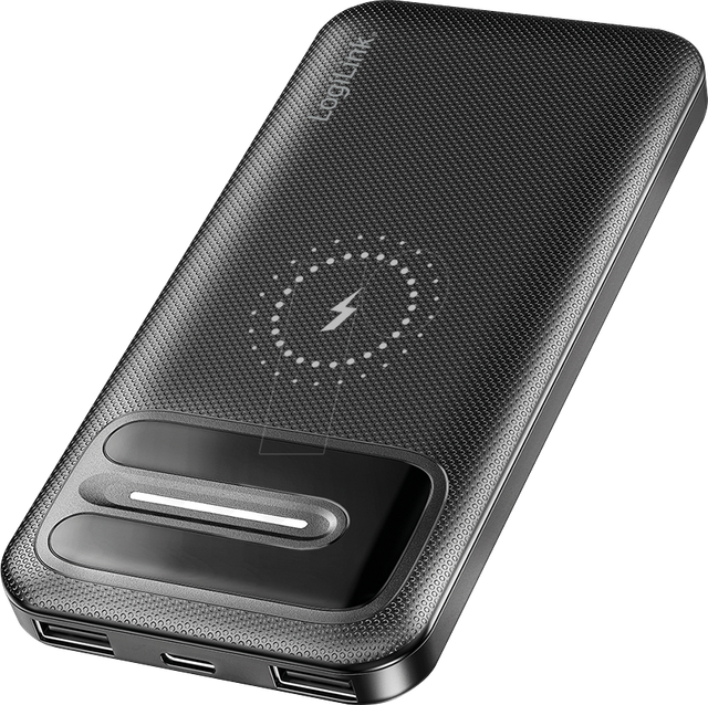 LOGILINK PA0343R - Powerbank, LiPo, 10000 mAh, kabelloses Laden, 2x USB-A, 1x USB-C