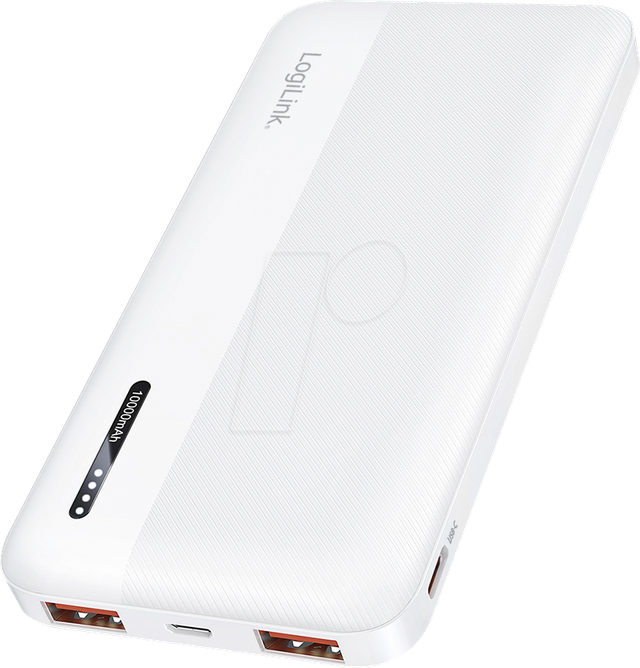 LOGILINK PA0372W - Powerbank, LiPo, 10000 mAh, 20 W, 2x USB-A, 1x USB-C, weiß
