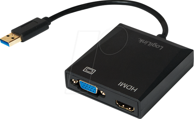 LOGILINK UA0234 - Adapter, USB-A Stecker > HDMI +VGA Buchse + 1080p 60Hz