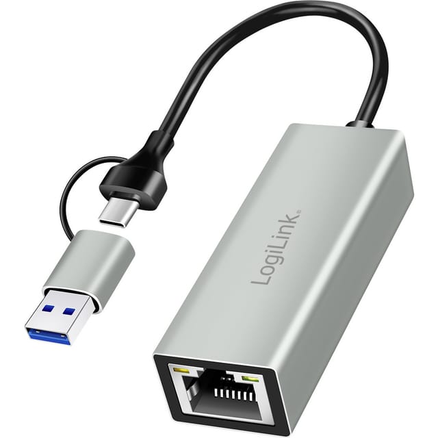 LOGILINK UA0238B - Netzwerkkarte, USB-A / C, Gigabit Ethernet, 1x RJ45