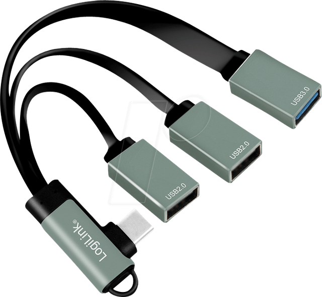LOGILINK UA0361 - USB-C Kabelhub mit Winkelstecker, 3 Port