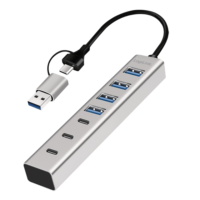 LOGILINK UA0442 - USB 3.0 Hub, 4x USB-A, 3x USB-C