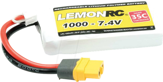 LRC 2S 1000 - LiPo Akku LEMONRC 1000 - 7.4V (35C)