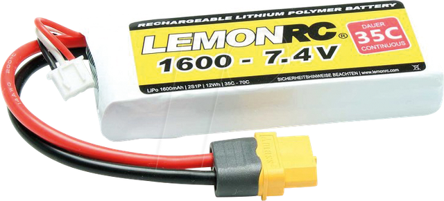 LRC 2S 1600 - LiPo Akku LEMONRC 1600 - 7.4V (35C)