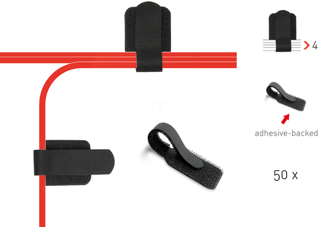 LTC 3110 PRO - Klett-Kabelhalter, 50 Stk, schwarz
