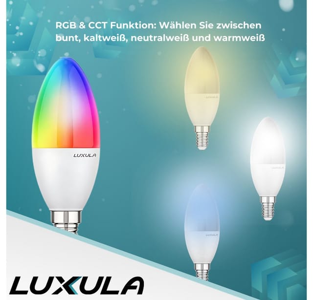 LUXULA LX100330 - LED RGB+CCT Lampe, E14, 5W, 464lm, SMART Kerze