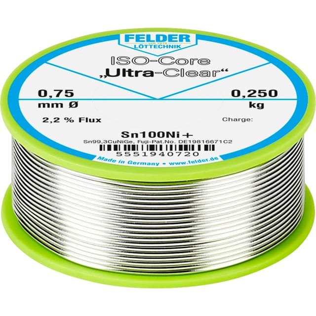 LZ F4 BF 0,75250 - Lötzinn bleifrei mit Kupferanteil,Ø 0,75 mm, 250 g