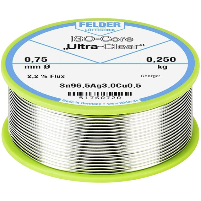 LZ F5 BF 0,75250 - Lötzinn bleifrei mit Silber- und Kupferanteil,Ø 0,75 mm, 250 g
