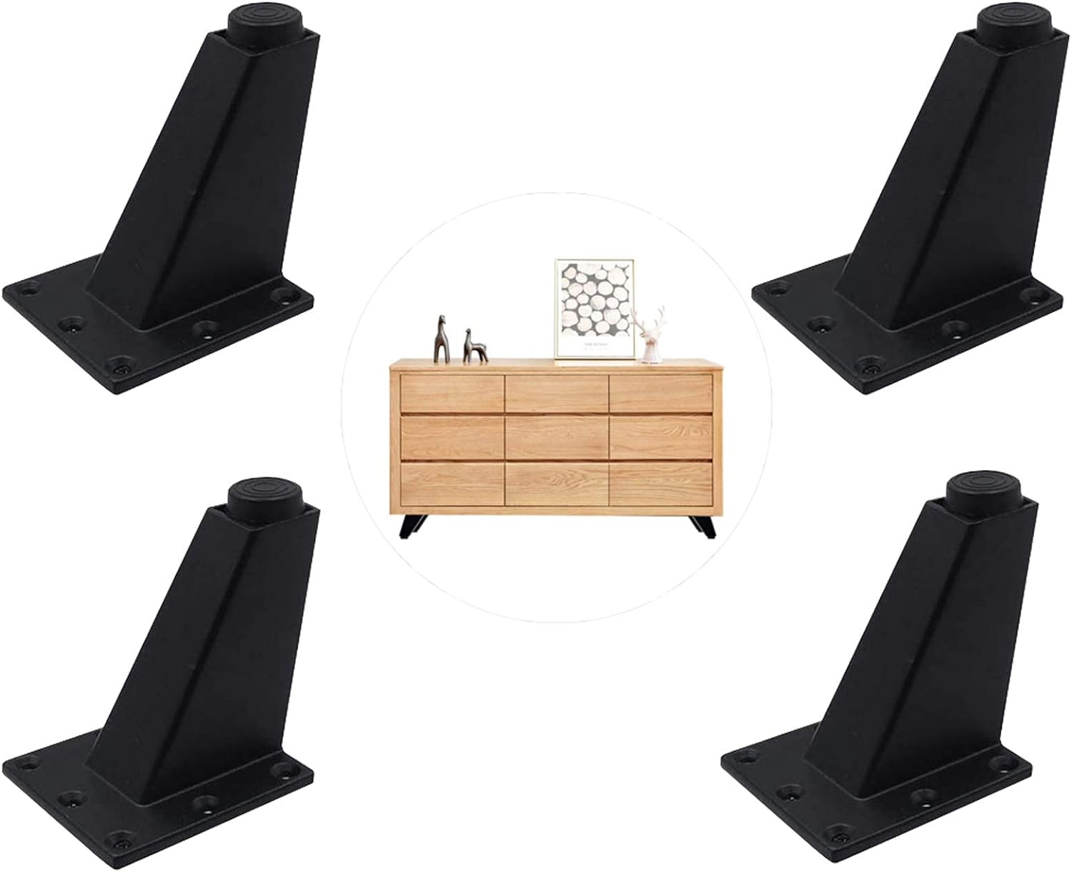 Verstellbare Möbelfüße Aus Schwarzem Aluminium – 4er-set – Höhe 8 Cm – Feuchtigkeitsbeständig Für Küche Und Bad – Kueatily