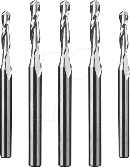 MAKERA 10381 - CNC, Two Flute Ball Nose Bit, 1/8'' Schaft, 1,0 x 4 mm