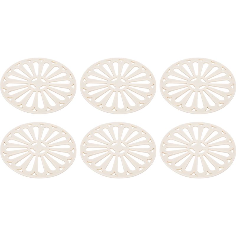 Set Mit 6 Dicken, Isolierenden Runden Untersetzern Für Küche Und Haushalt, Beige