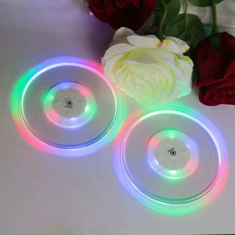 Set Mit 3 Led-beleuchteten Untersetzern Aus Kristallacryl Für Schlanke Cocktailgläser, Im Barkeeper-stil