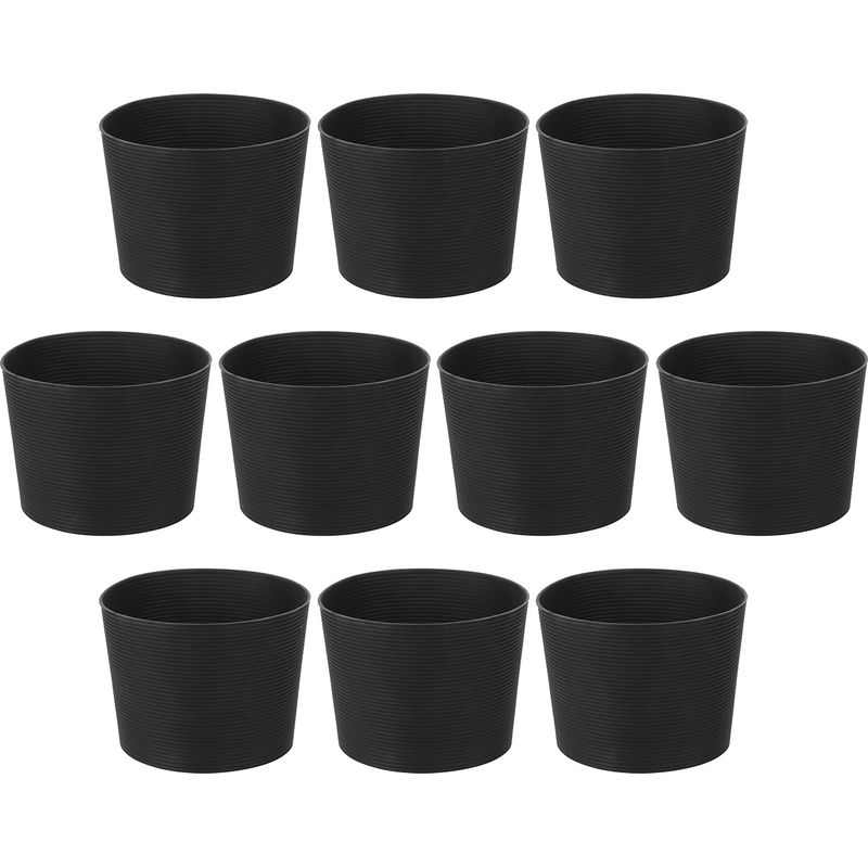 Set Mit 10 Hitzebeständigen, Rutschfesten Silikon-schutzhüllen Für Flaschen, Tassen Und Becher, Schwarz