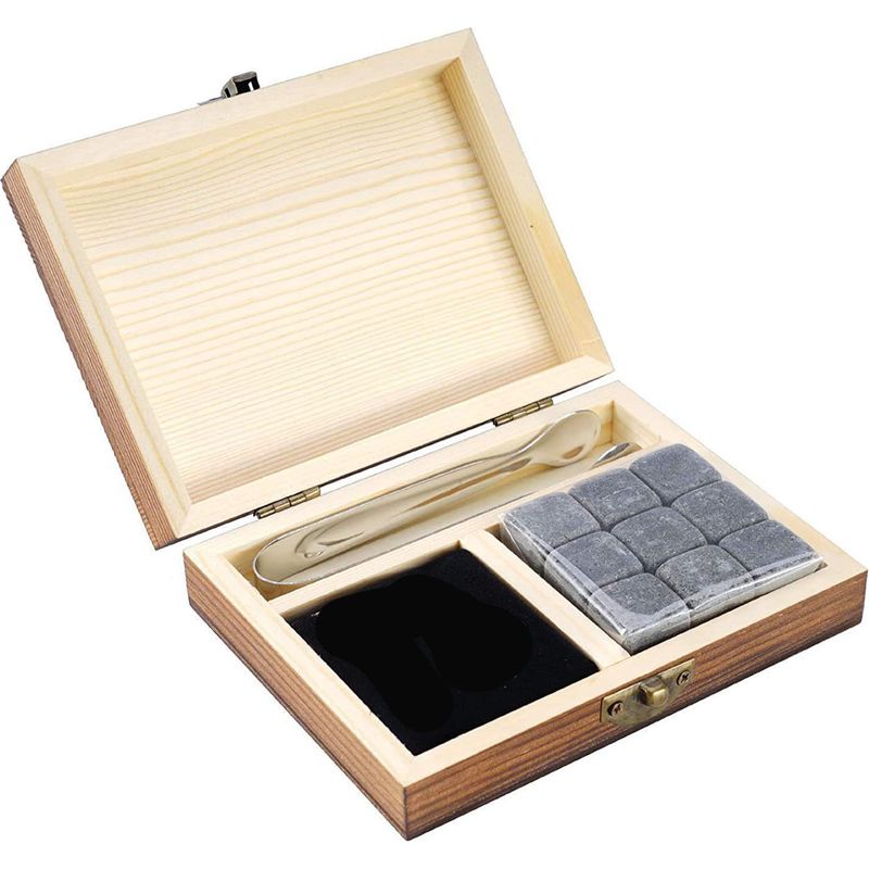 Set Mit 9 Wiederverwendbaren Granit-weinsteinen, Ideal Zum Kühlen Von Whisky Oder Anderen Getränken, Inklusive Geschenkbox Aus Holz.