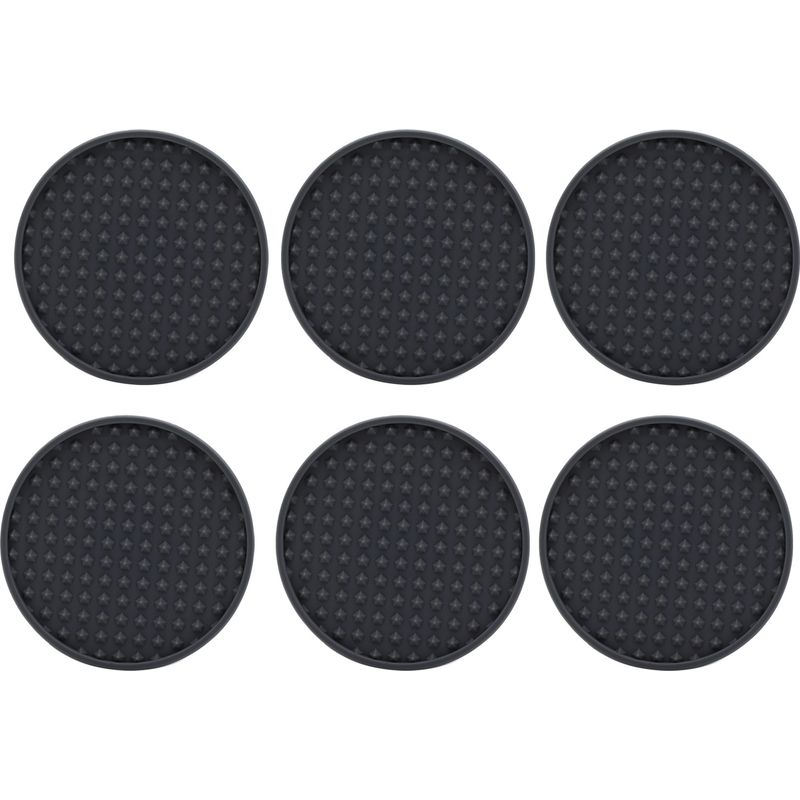 Set Mit 6 Hitzebeständigen, Rutschfesten Und Flexiblen Silikonuntersetzern, Rund, Mit Halterung Für Haushalt Und Küche (schwarz).