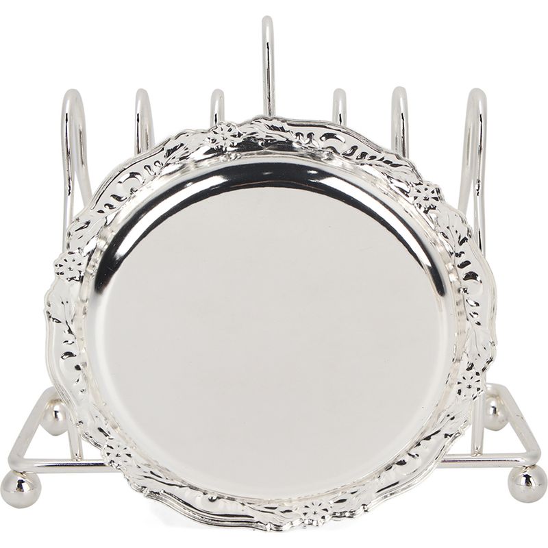 Set Mit 6 Weißen Retro-untersetzern Aus Metall, Europäisches Handarbeitsdesign, Wärmeisolierend Für Die Inneneinrichtung