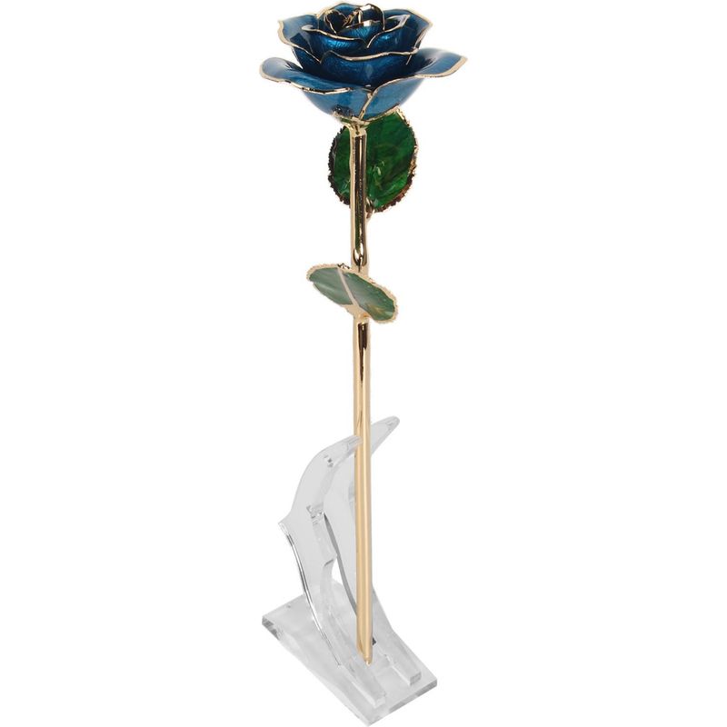 Konservierte Rose, 24 Karat Vergoldet, Brillanter Glanz, Detailreiche Ausführung, Exquisite Vergoldete Rose Für Geburtstage, Partys, Hochzeiten, Blau