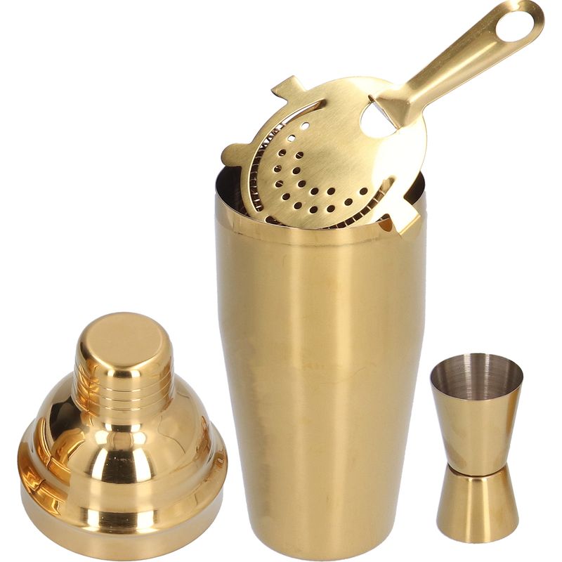 Elegantes Cocktailset, 750 Ml Edelstahl-barset Mit Sieb, Messbecher Und Goldenem Shaker