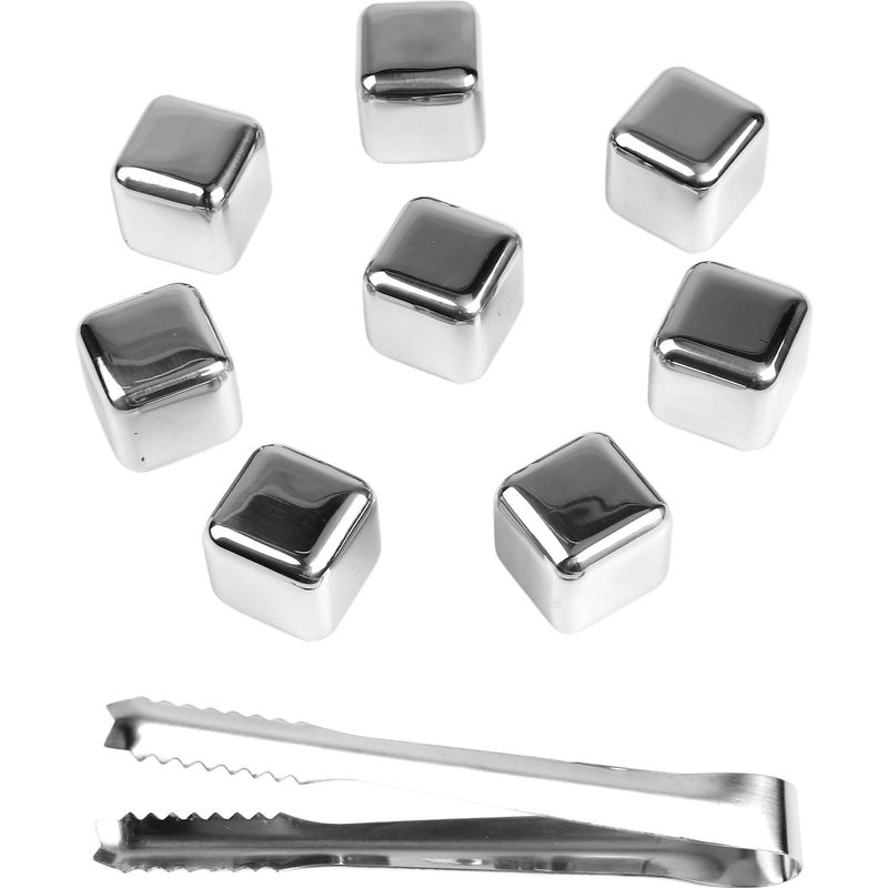 Set Mit 8 Wiederverwendbaren Edelstahl-eiswürfeln Für Whisky, 27 Mm, Schnell Gefrierend, Für Ihre Lieblingsgetränke.