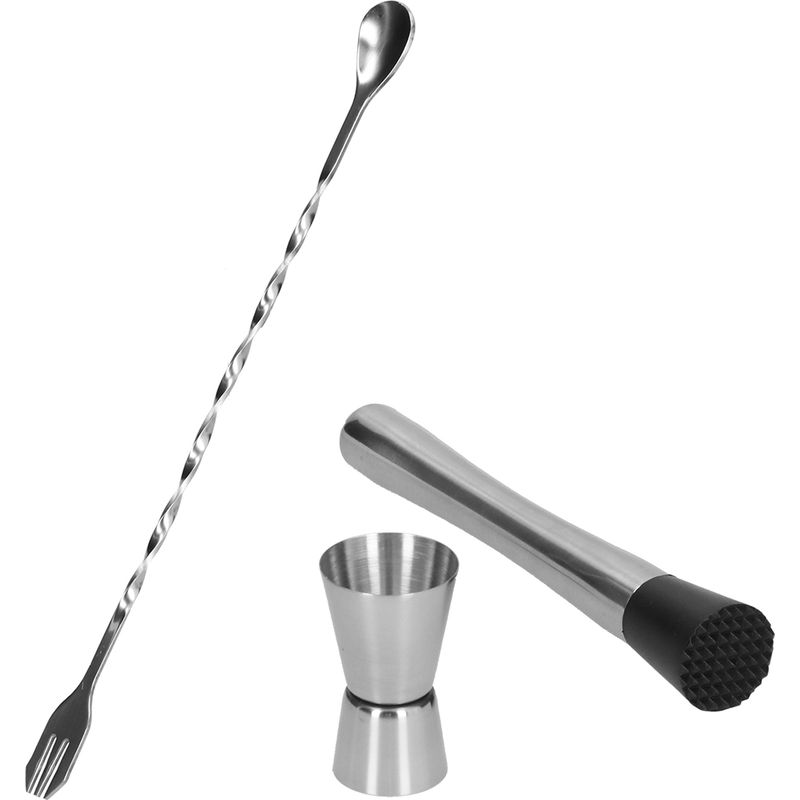 Cocktail-jigger-set Aus Edelstahl, Stößel Und Rührlöffel, Barzubehör