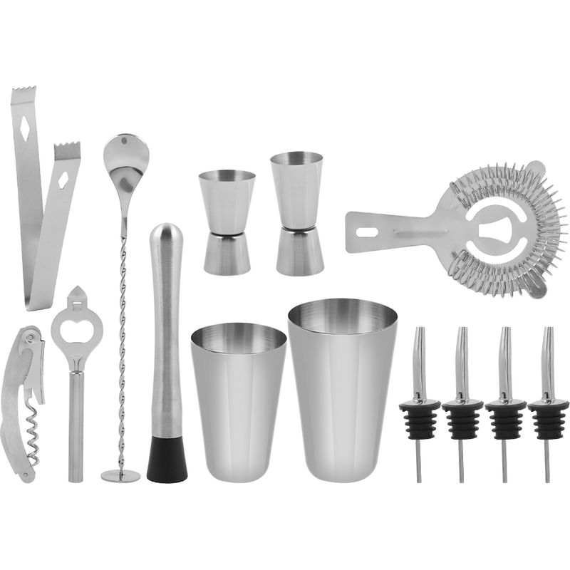 Set Mit 14 Cocktailshakern Aus Edelstahl, Mix- Und Verkostungswerkzeug (600 Ml, 450 Ml), Geschenk Für Barkeeper