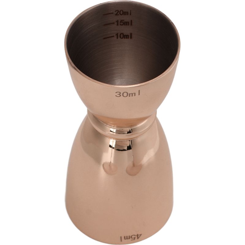 Doppelter Weinmessbecher Aus Edelstahl, Ideal Für Cocktails, Bars, Partys Und Clubs. Kupferfarbene Oberfläche In U-form.
