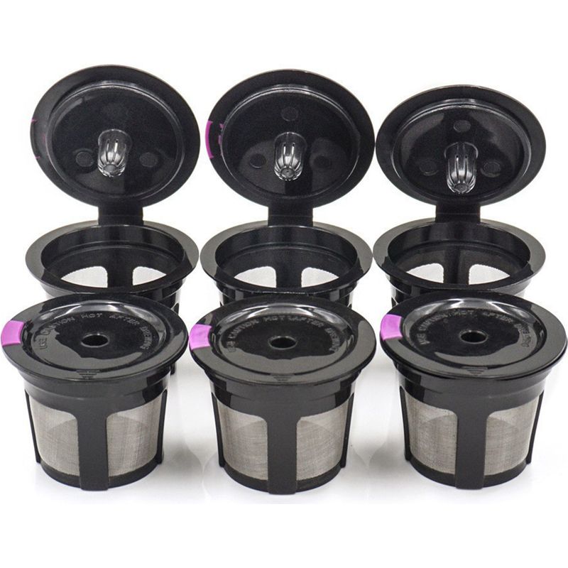 Set Mit 4 Wiederverwendbaren Schwarzen Edelstahl-kaffeekapseln Für Den Heimgebrauch