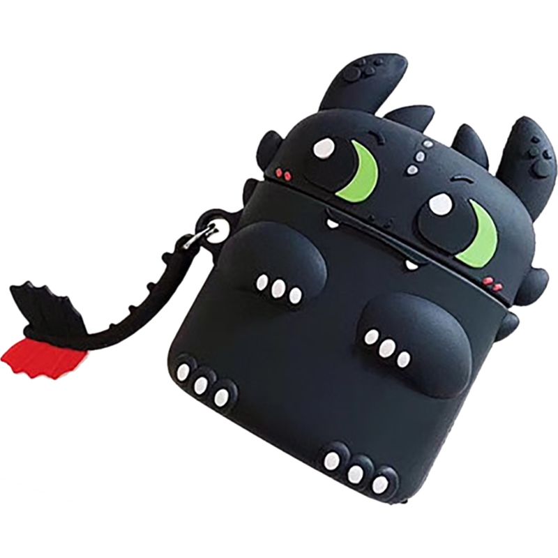 Stoßfeste Bluetooth-hülle Aus Silikon Mit Staubschutz Für Ios 1/2-kopfhörer, Cartoon-design, Schwarzer Schutz