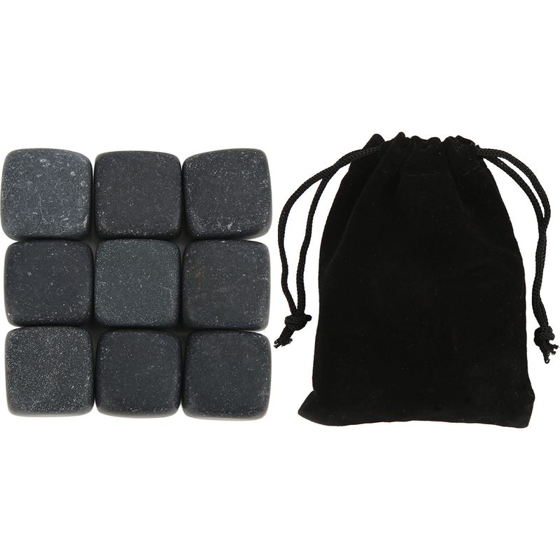 Wiederverwendbare Basalt-whisky-kieselsteine, 9er-set Mit Aufbewahrungsbeutel Für Whisky, Cognac, Wein Oder Andere Getränke, Ideal Zum Kühlen Ohne Verwässerung – Perfekt Als Geschenk