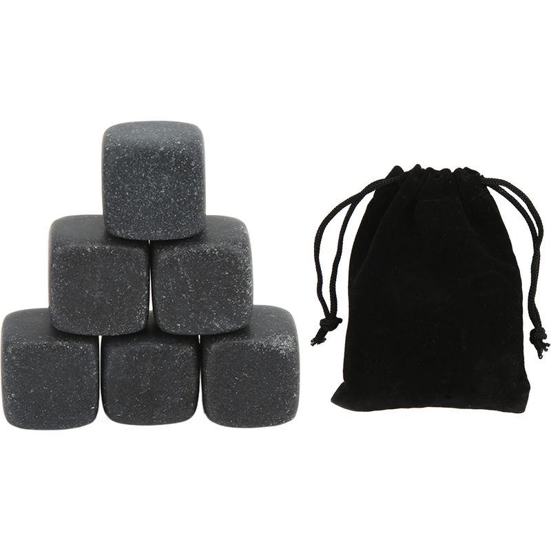 Basalt-whiskysteine Mit Aufbewahrungsbeutel, 6er-set Wiederverwendbare Steine Zum Kühlen Von Whisky, Cognac, Wein Und Anderen Getränken Ideales Geschenk